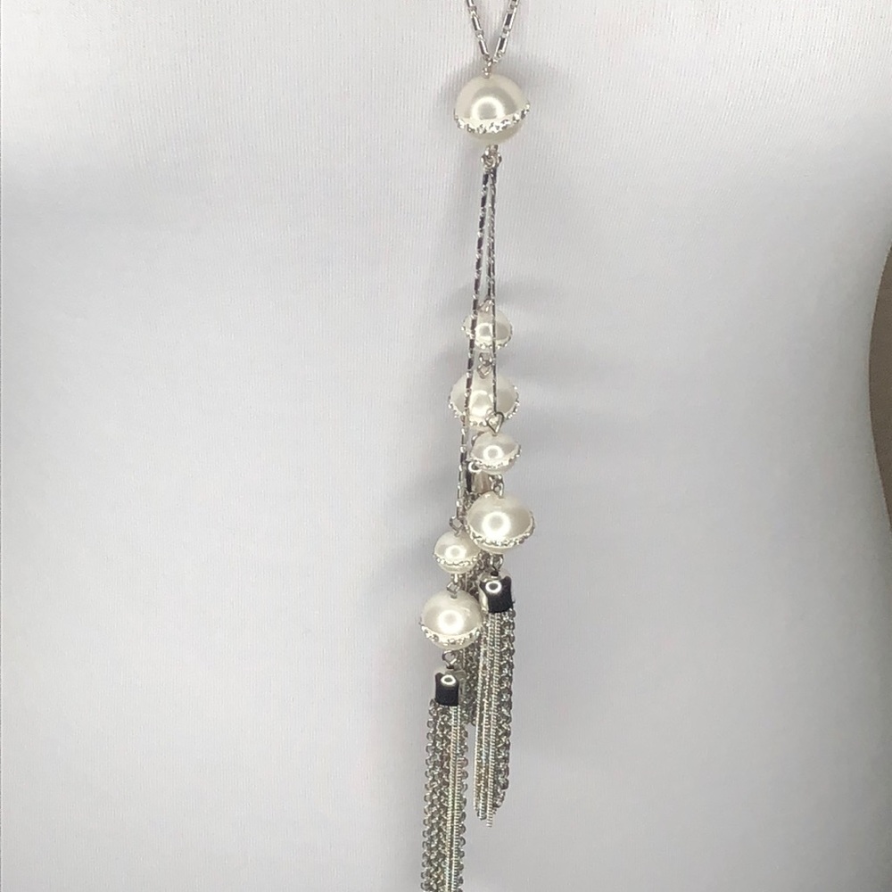 Neiman Marcus Silver, Pearl And Crystal Necklace